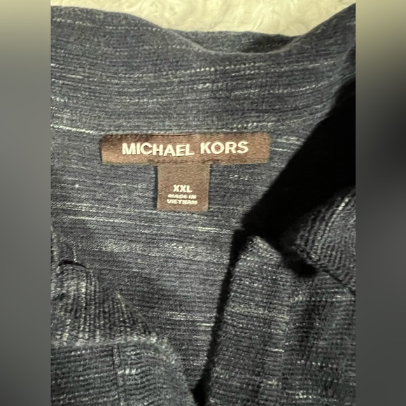 Michael Kors Men's Open Collar Polo Button-Less Shirt Blue XXL - Picture 3 of 4